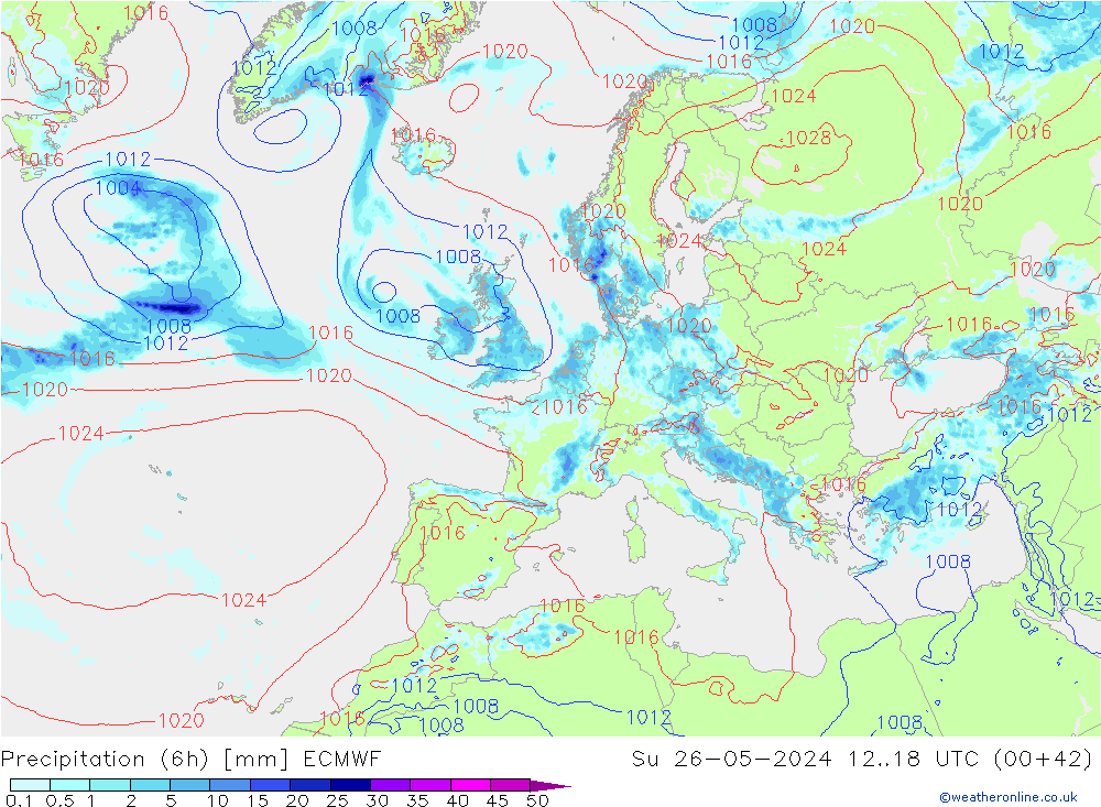 Yağış (6h) ECMWF Paz 26.05.2024 18 UTC