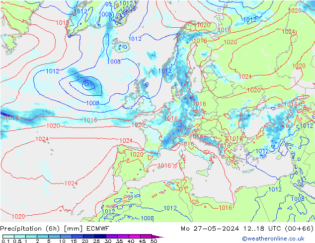 Z500/Rain (+SLP)/Z850 ECMWF  27.05.2024 18 UTC