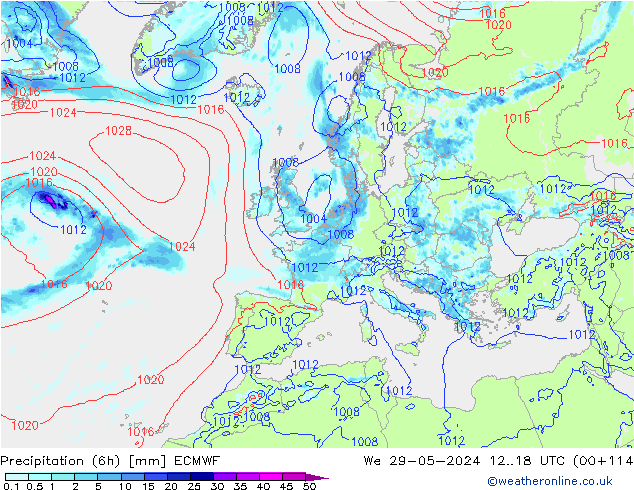 Z500/Regen(+SLP)/Z850 ECMWF wo 29.05.2024 18 UTC