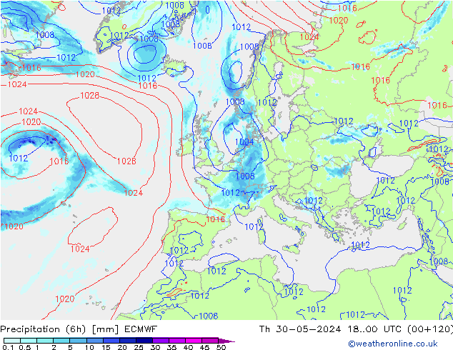 Z500/Regen(+SLP)/Z850 ECMWF do 30.05.2024 00 UTC