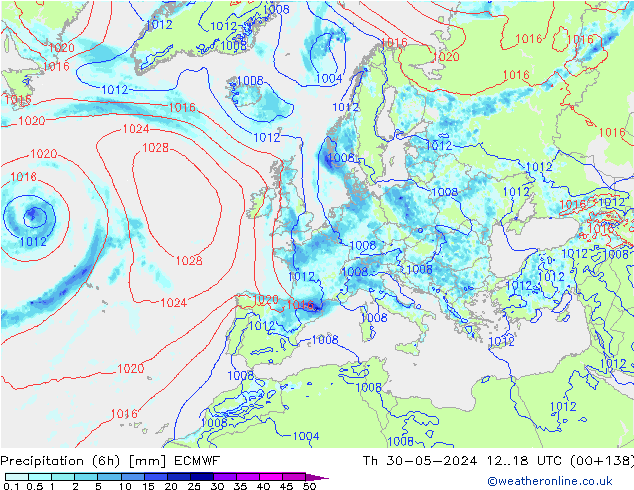 Z500/Rain (+SLP)/Z850 ECMWF jeu 30.05.2024 18 UTC