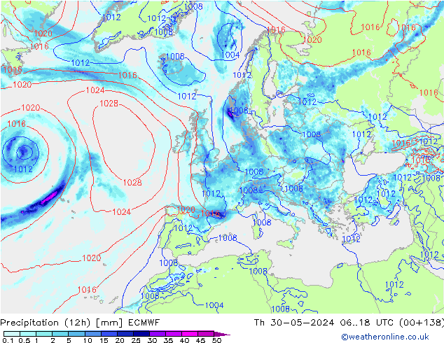 Nied. akkumuliert (12Std) ECMWF Do 30.05.2024 18 UTC