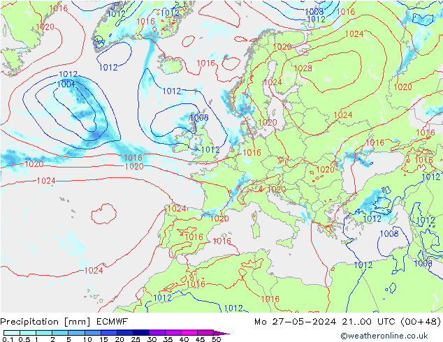 Neerslag ECMWF ma 27.05.2024 00 UTC