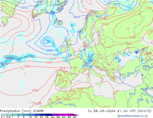 Precipitation ECMWF Tu 28.05.2024 00 UTC