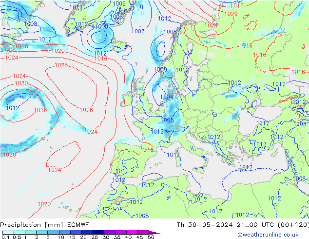 Niederschlag ECMWF Do 30.05.2024 00 UTC