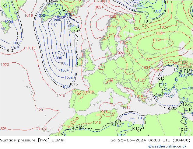 pressão do solo ECMWF Sáb 25.05.2024 06 UTC