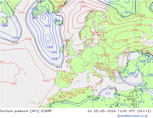 Luchtdruk (Grond) ECMWF za 25.05.2024 12 UTC