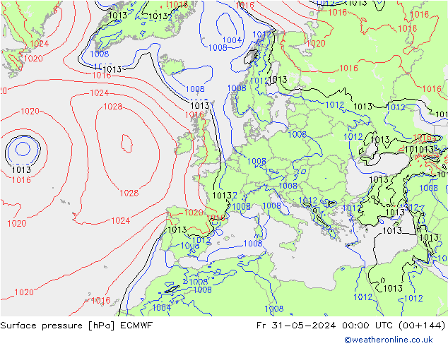 Bodendruck ECMWF Fr 31.05.2024 00 UTC