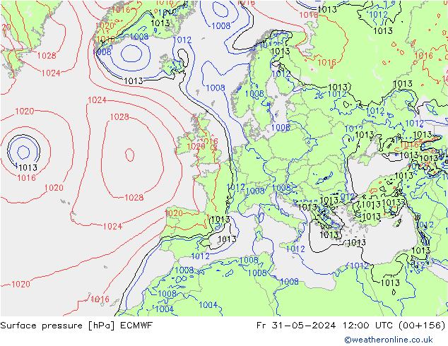 pressão do solo ECMWF Sex 31.05.2024 12 UTC