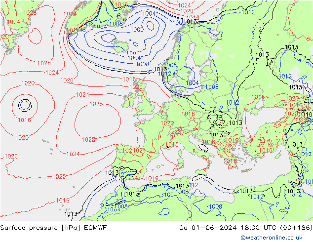 Bodendruck ECMWF Sa 01.06.2024 18 UTC