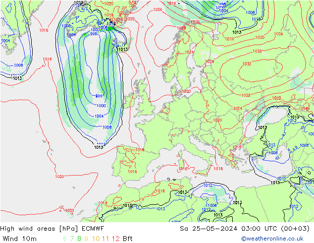 High wind areas ECMWF Sa 25.05.2024 03 UTC