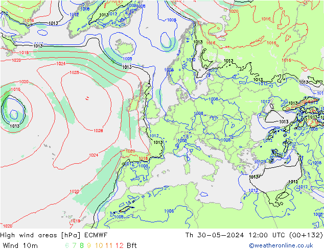 Windvelden ECMWF do 30.05.2024 12 UTC