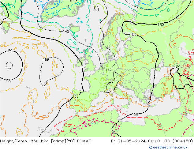 Yükseklik/Sıc. 850 hPa ECMWF Cu 31.05.2024 06 UTC