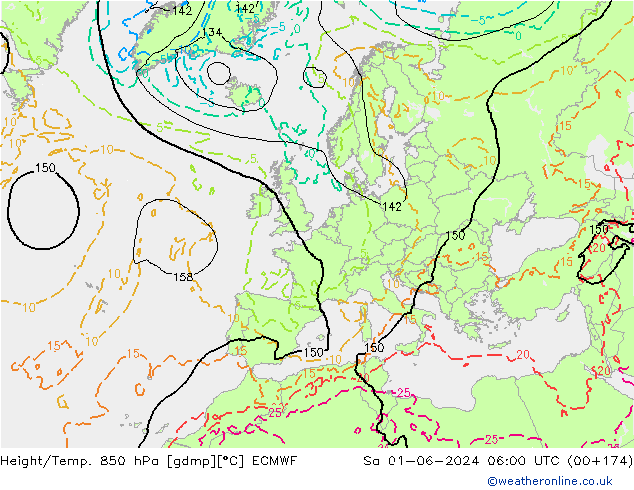 Height/Temp. 850 hPa ECMWF sab 01.06.2024 06 UTC