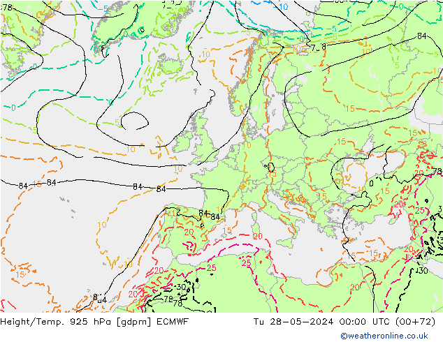 Geop./Temp. 925 hPa ECMWF mar 28.05.2024 00 UTC