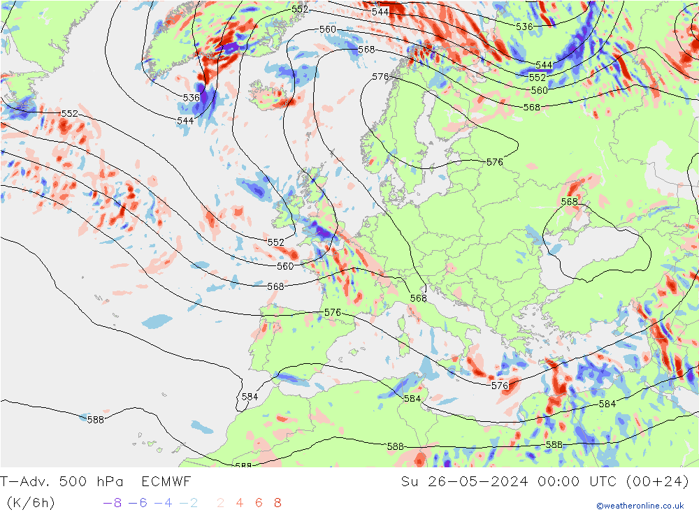 T-Adv. 500 hPa ECMWF dom 26.05.2024 00 UTC