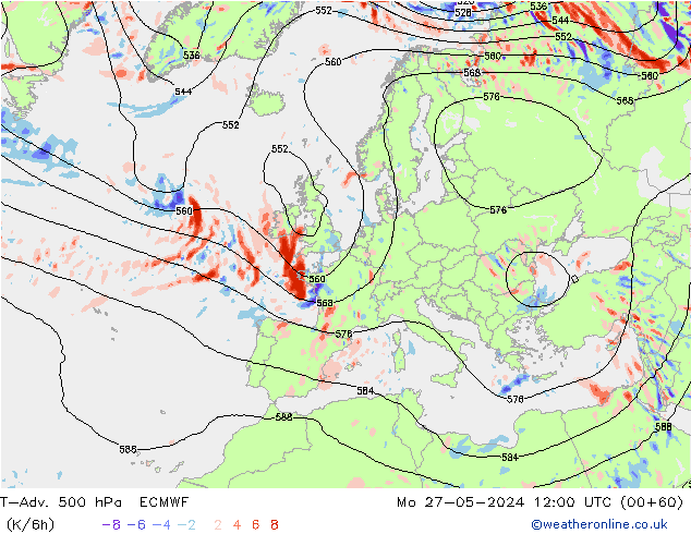 T-Adv. 500 hPa ECMWF Po 27.05.2024 12 UTC