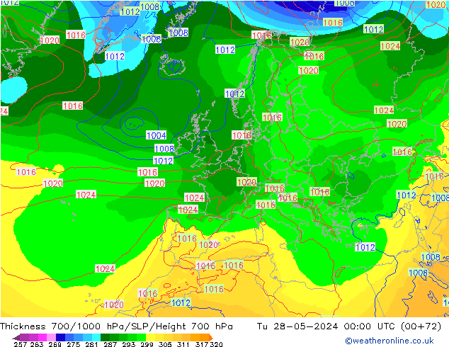 Thck 700-1000 hPa ECMWF Ter 28.05.2024 00 UTC