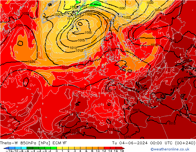 Theta-W 850hPa ECMWF Di 04.06.2024 00 UTC