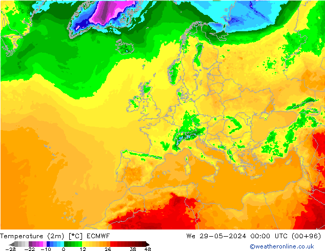 карта температуры ECMWF ср 29.05.2024 00 UTC