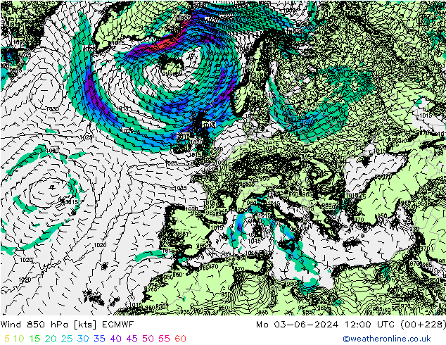 Vento 850 hPa ECMWF Seg 03.06.2024 12 UTC