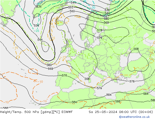 Z500/Regen(+SLP)/Z850 ECMWF za 25.05.2024 06 UTC