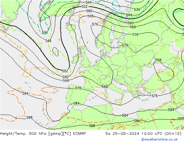 Z500/Rain (+SLP)/Z850 ECMWF sáb 25.05.2024 12 UTC