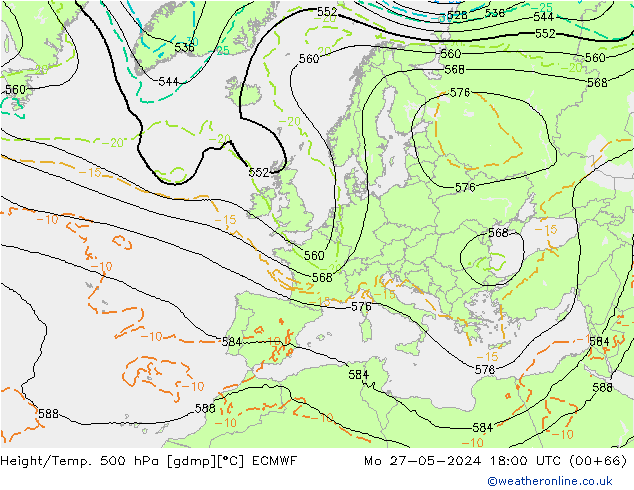 Z500/Rain (+SLP)/Z850 ECMWF  27.05.2024 18 UTC