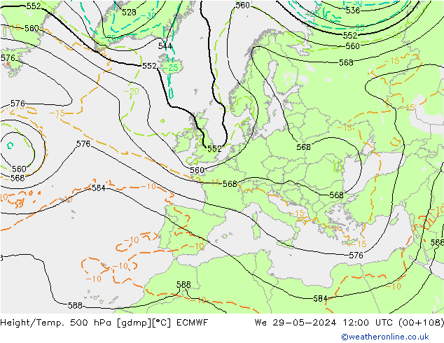 Z500/Rain (+SLP)/Z850 ECMWF ср 29.05.2024 12 UTC