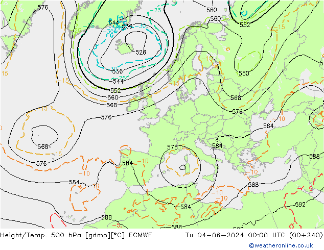 Z500/Rain (+SLP)/Z850 ECMWF Di 04.06.2024 00 UTC