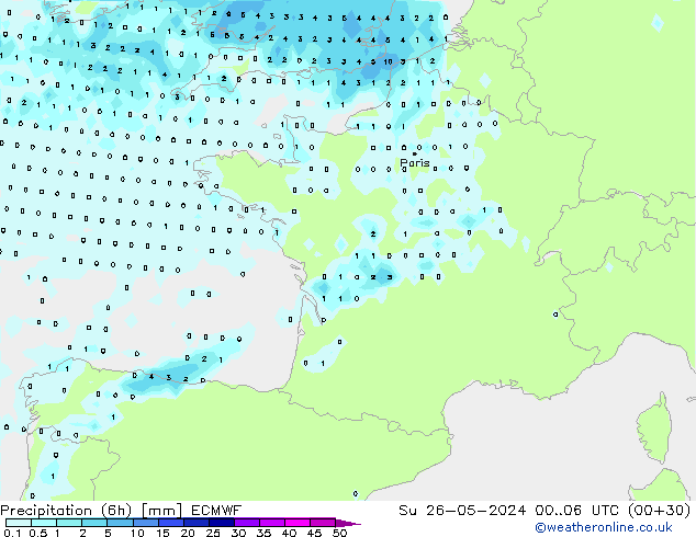 Z500/Rain (+SLP)/Z850 ECMWF Dom 26.05.2024 06 UTC