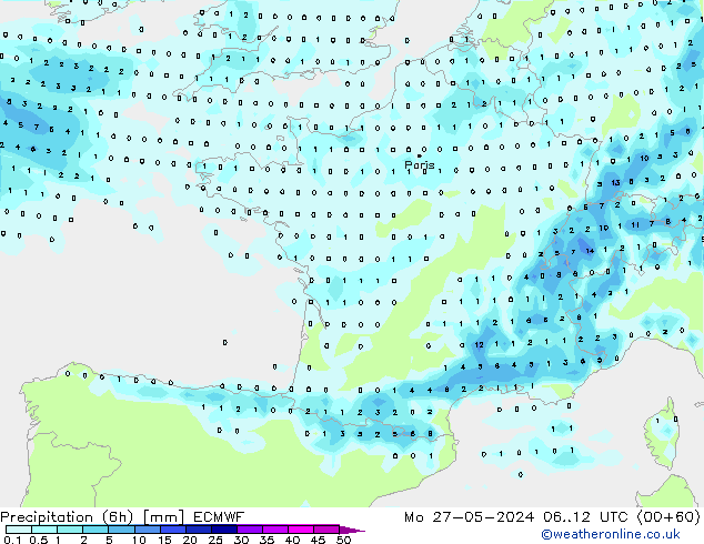 Z500/Rain (+SLP)/Z850 ECMWF  27.05.2024 12 UTC