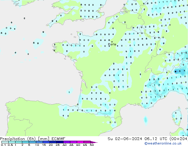 Z500/Regen(+SLP)/Z850 ECMWF zo 02.06.2024 12 UTC