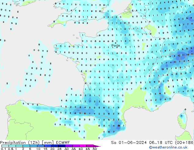 opad (12h) ECMWF so. 01.06.2024 18 UTC