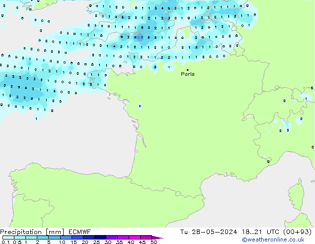 Précipitation ECMWF mar 28.05.2024 21 UTC