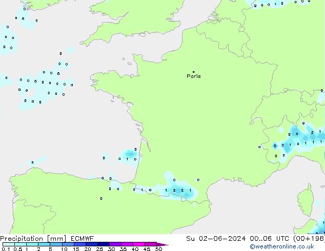 Yağış ECMWF Paz 02.06.2024 06 UTC