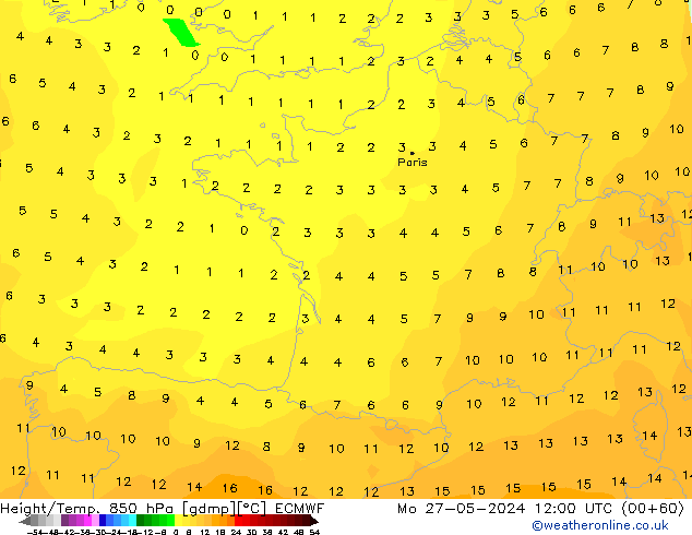 Z500/Rain (+SLP)/Z850 ECMWF  27.05.2024 12 UTC