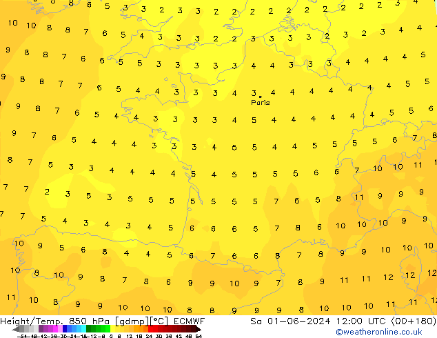 Z500/Rain (+SLP)/Z850 ECMWF Sa 01.06.2024 12 UTC