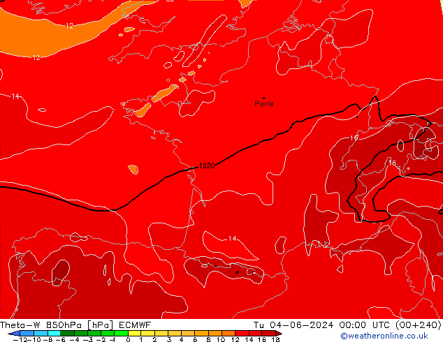 Theta-W 850hPa ECMWF wto. 04.06.2024 00 UTC