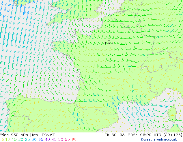 Rüzgar 950 hPa ECMWF Per 30.05.2024 06 UTC