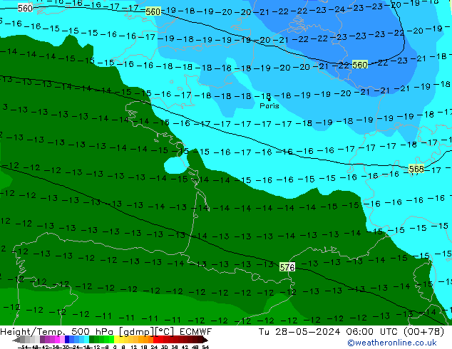 Z500/Rain (+SLP)/Z850 ECMWF  28.05.2024 06 UTC