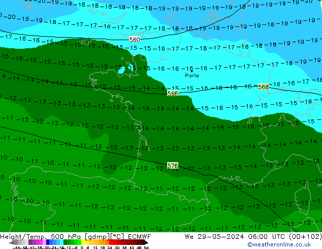 Z500/Regen(+SLP)/Z850 ECMWF wo 29.05.2024 06 UTC