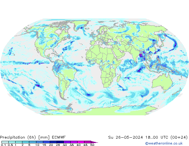 Nied. akkumuliert (6Std) ECMWF So 26.05.2024 00 UTC