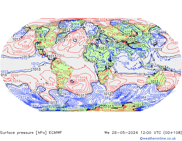 Luchtdruk (Grond) ECMWF wo 29.05.2024 12 UTC