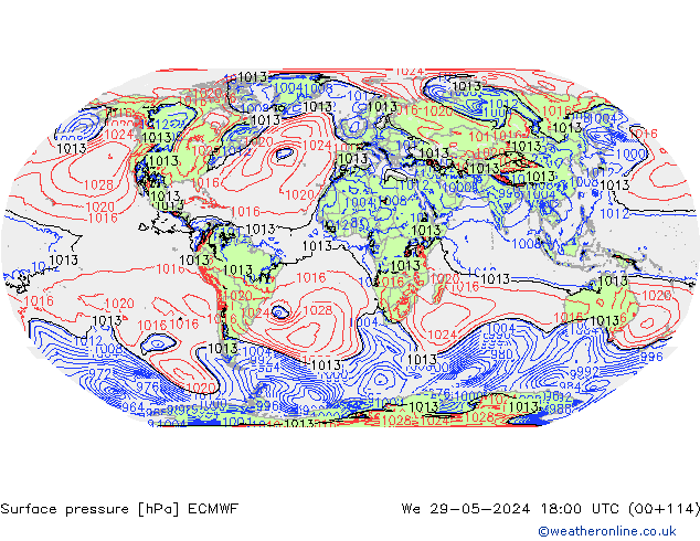 Bodendruck ECMWF Mi 29.05.2024 18 UTC