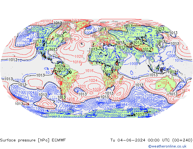 Surface pressure ECMWF Tu 04.06.2024 00 UTC