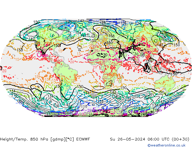 Z500/Rain (+SLP)/Z850 ECMWF Dom 26.05.2024 06 UTC