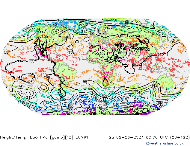 Z500/Rain (+SLP)/Z850 ECMWF dim 02.06.2024 00 UTC