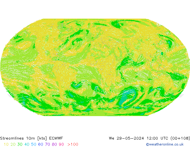 Streamlines 10m ECMWF We 29.05.2024 12 UTC