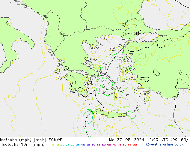 Izotacha (mph) ECMWF pon. 27.05.2024 12 UTC